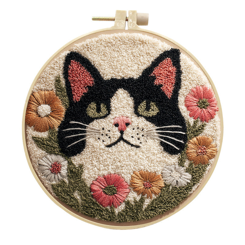 ๐ผ Punch Needle Embroidery Kit - Floral Tabby Cat ๐ผ