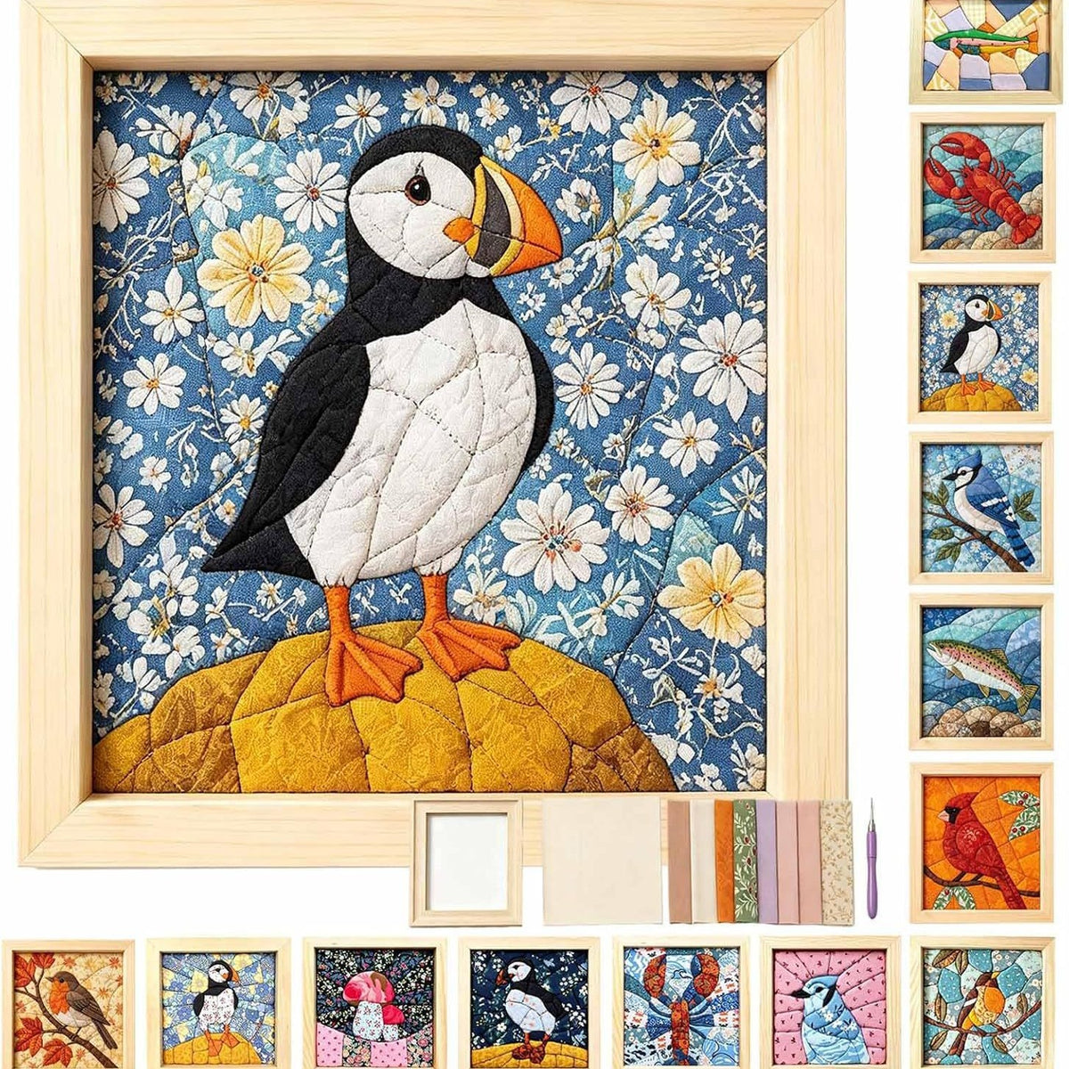 Kinusaiga No Sew Bird Fabric Art Kit
