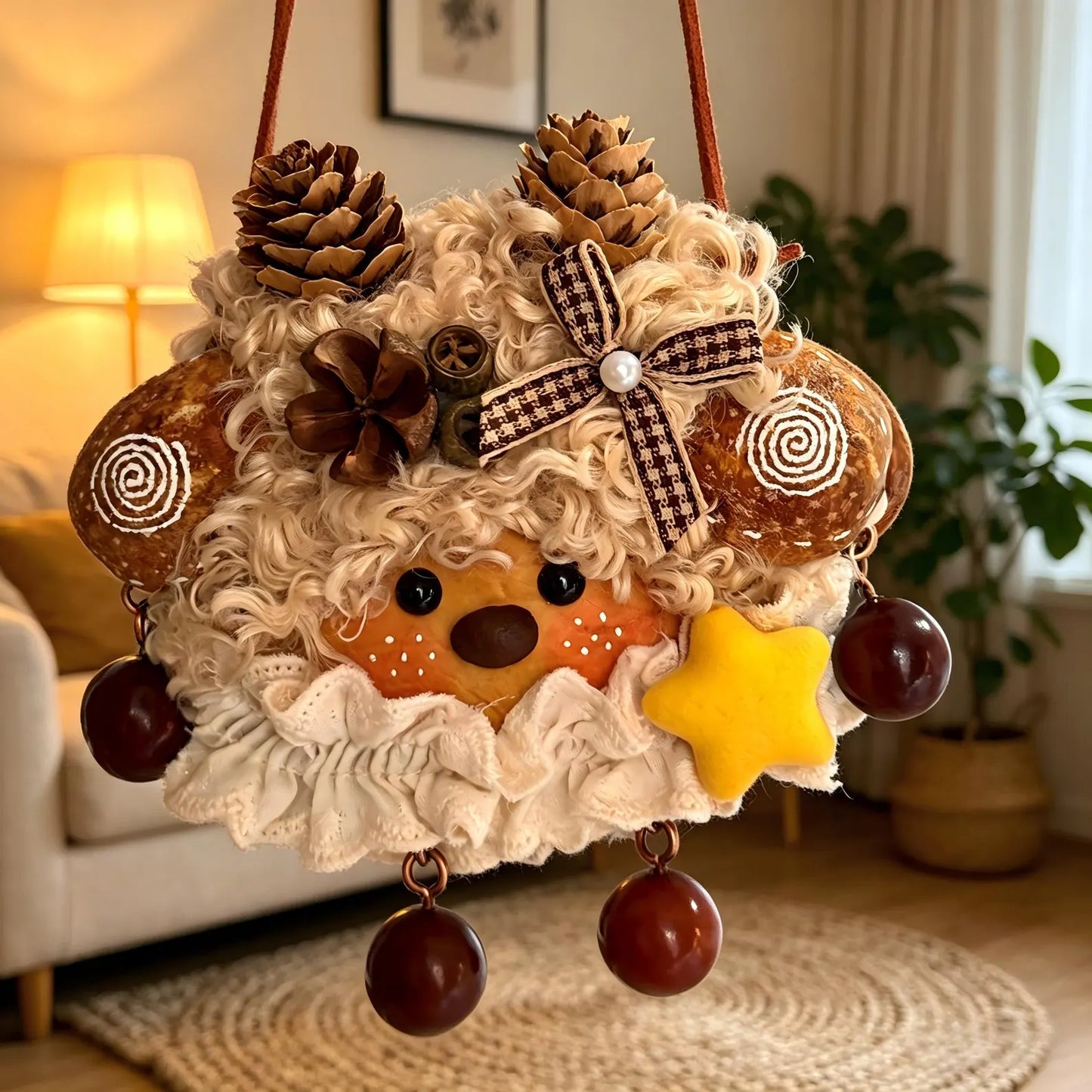 Handmade Entada Bean Pod Doll DIY Kit Cat Pendant Craft Gift-Cindy