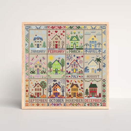 12 Month House Calender Cross Stitch DIY Kit-Home for All Seasons