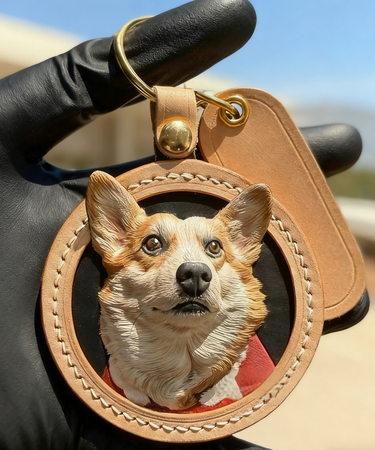 Custom Handmade Leather-Carved Pet Tag Pendant (6-8cm)