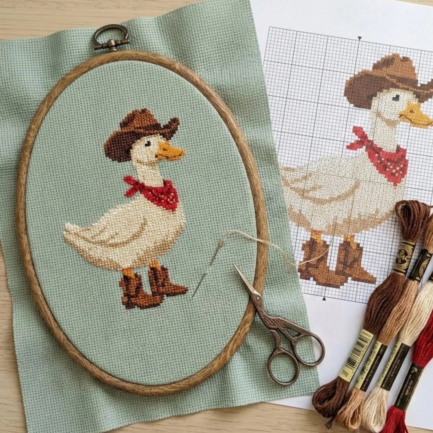 🦢Cowboy Duck Cross Stitch DIY Kit
