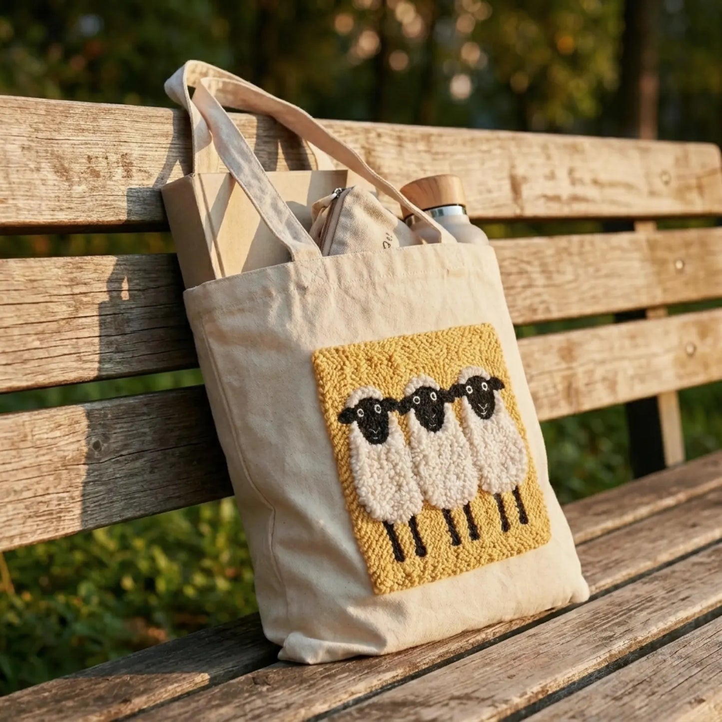 🐑 Three Sheep Punch Needle Tote Bag Kit