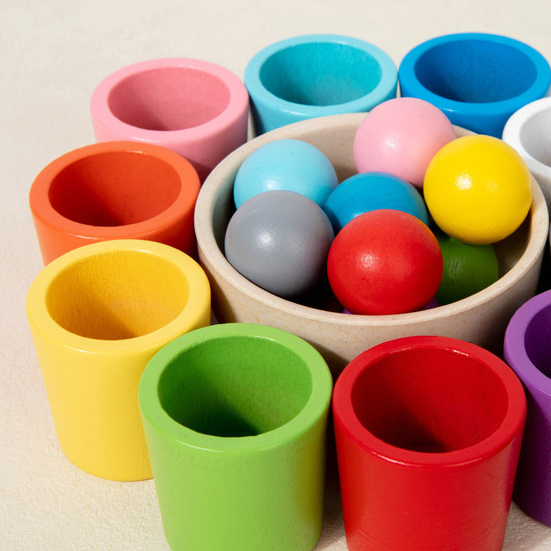 Rainbow Balls in Cups Toddler Montessori Toys