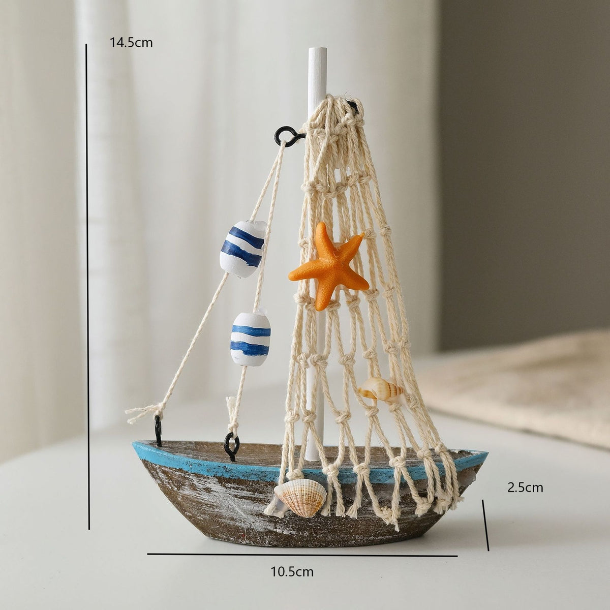 Nautical Mediterranean Wooden Sailboat Model