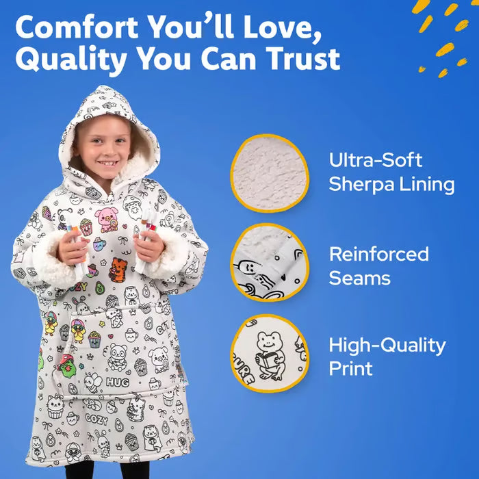🎨✨Cozy Companions Color-Your-Own Blanket Hoodie🔥