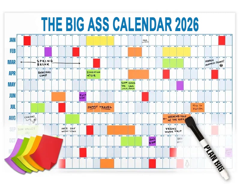 📅The Big Poster 2026 Wall Calendar - Flexible Dry-Erase Material ✍️Design Your Amazing Year!🏃