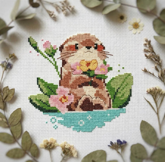 Flower otter Cross Stitch DIY Kit