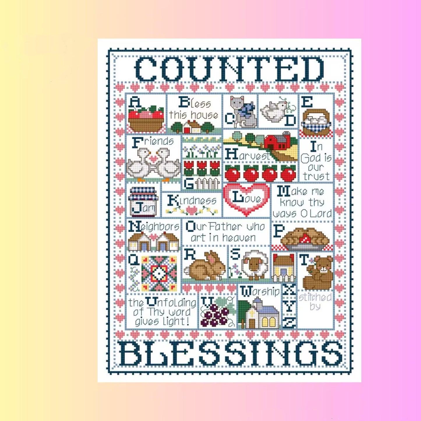 Faith-Inspired Counted Blessings Cross Stitch