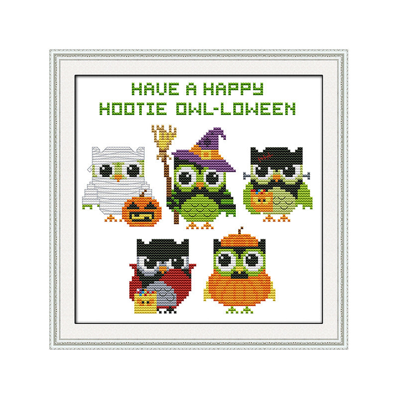HAVE A HAPPY HOOTIE OWL-LOWEEN Cross Stitch DIY Kit