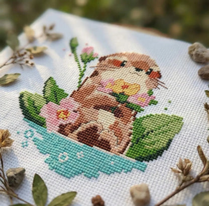 Flower otter Cross Stitch DIY Kit