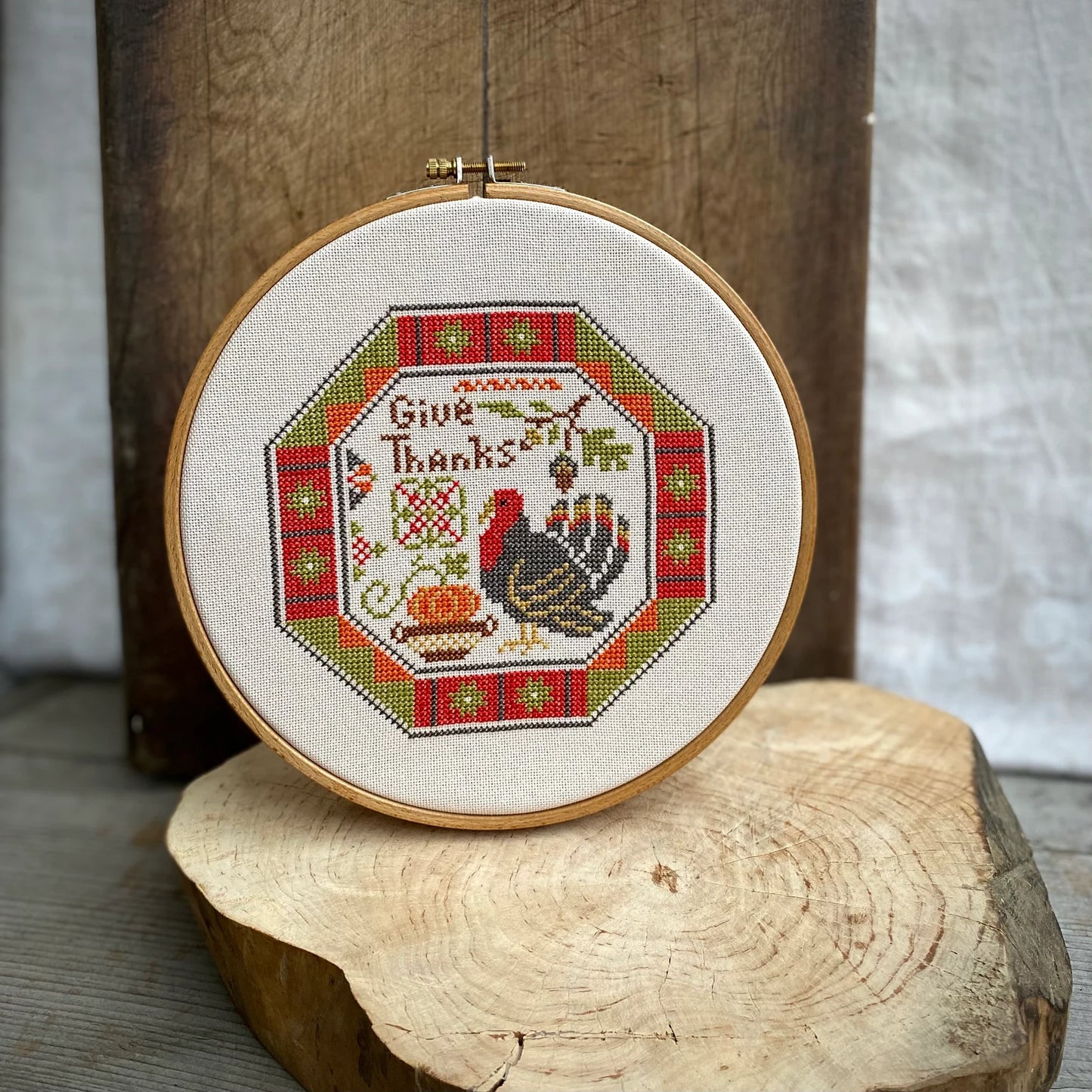 Give Thanks Tiny Quaker Cross Stitch DIY Kit