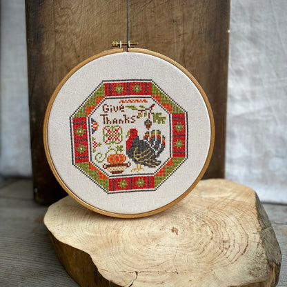 Give Thanks Tiny Quaker Cross Stitch DIY Kit