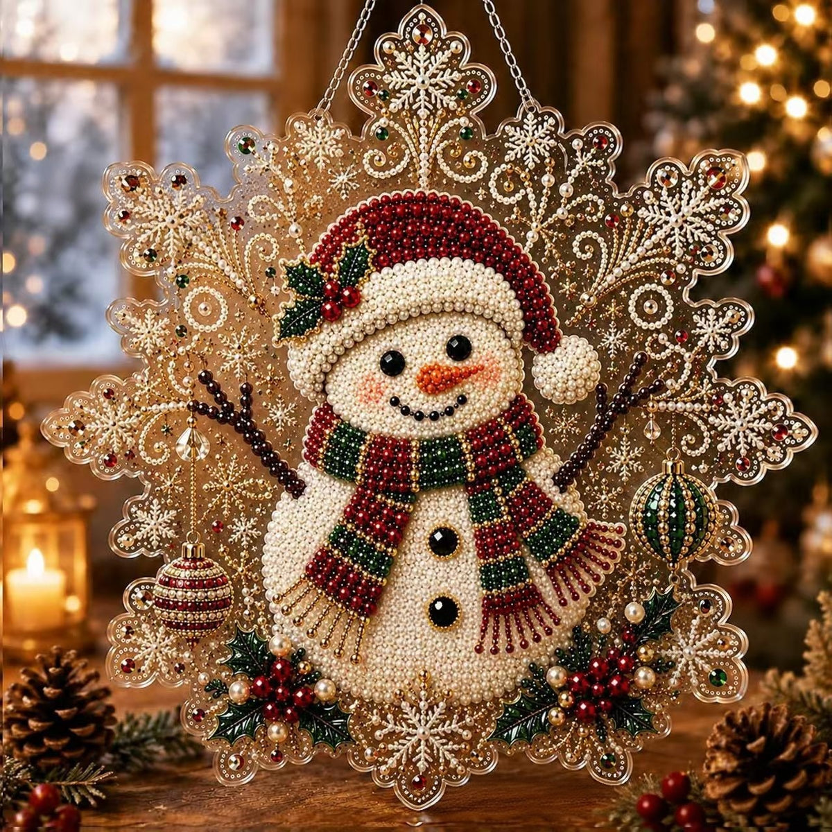 DIY Christmas Pearl Diamond Painting Kit – Sparkling Holiday Suncatcher Ornament for Festive Home Decor