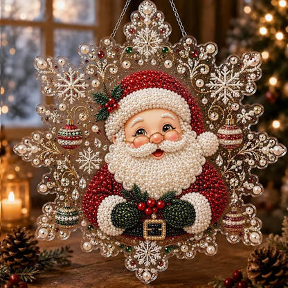 DIY Christmas Pearl Diamond Painting Kit – Sparkling Holiday Suncatcher Ornament for Festive Home Decor