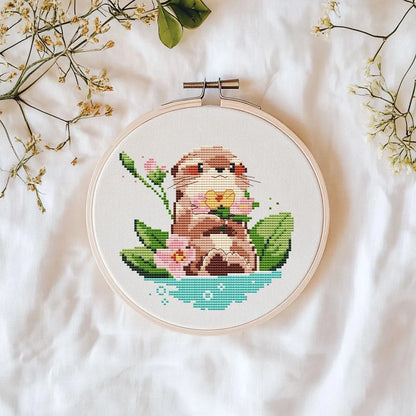 Flower otter Cross Stitch DIY Kit