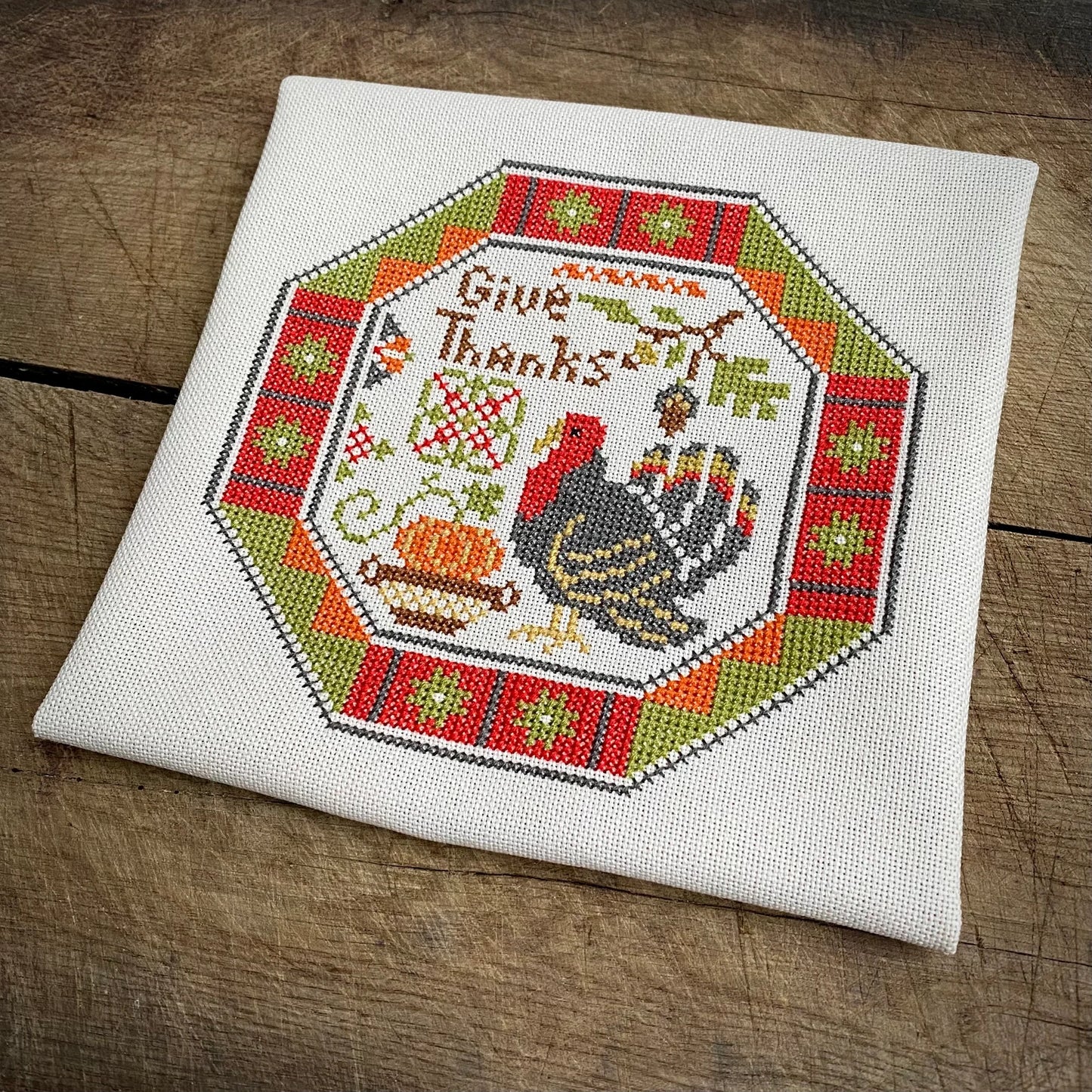 Give Thanks Tiny Quaker Cross Stitch DIY Kit