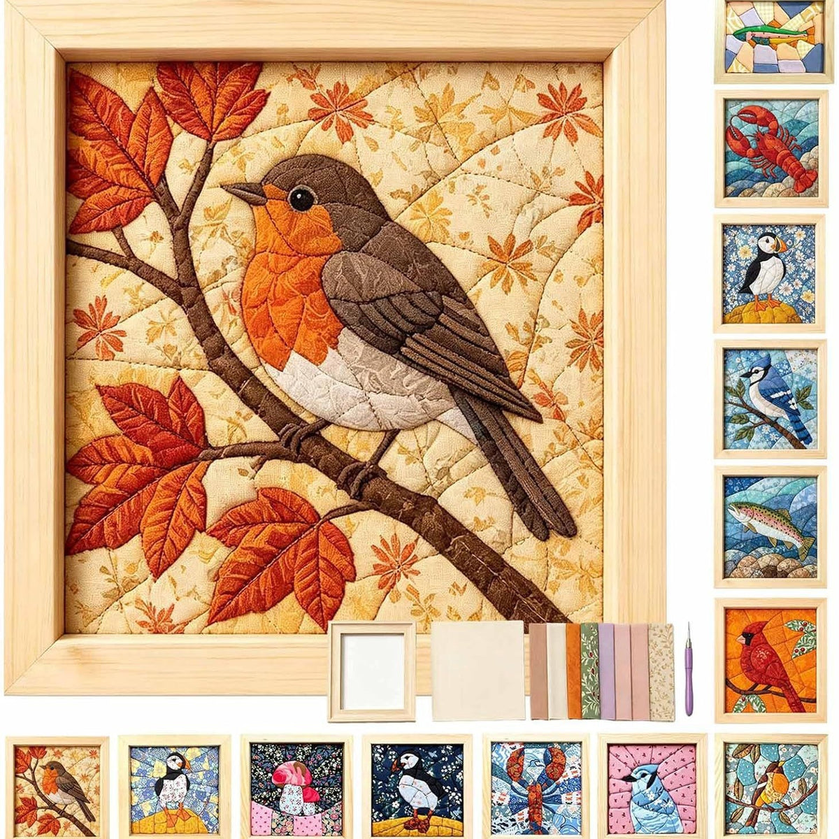 Kinusaiga No Sew Bird Fabric Art Kit