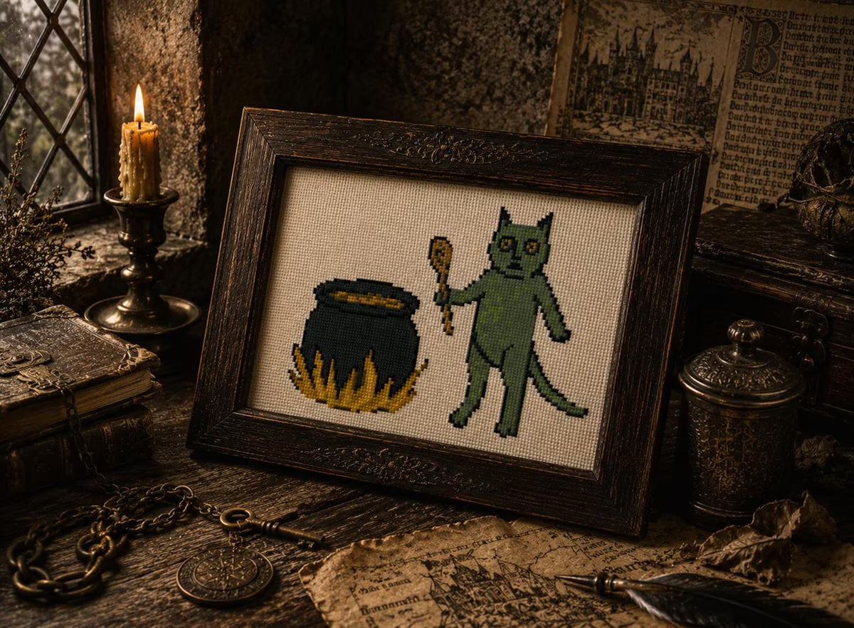 Medieval Cat Cross Stitch DIY Kit
