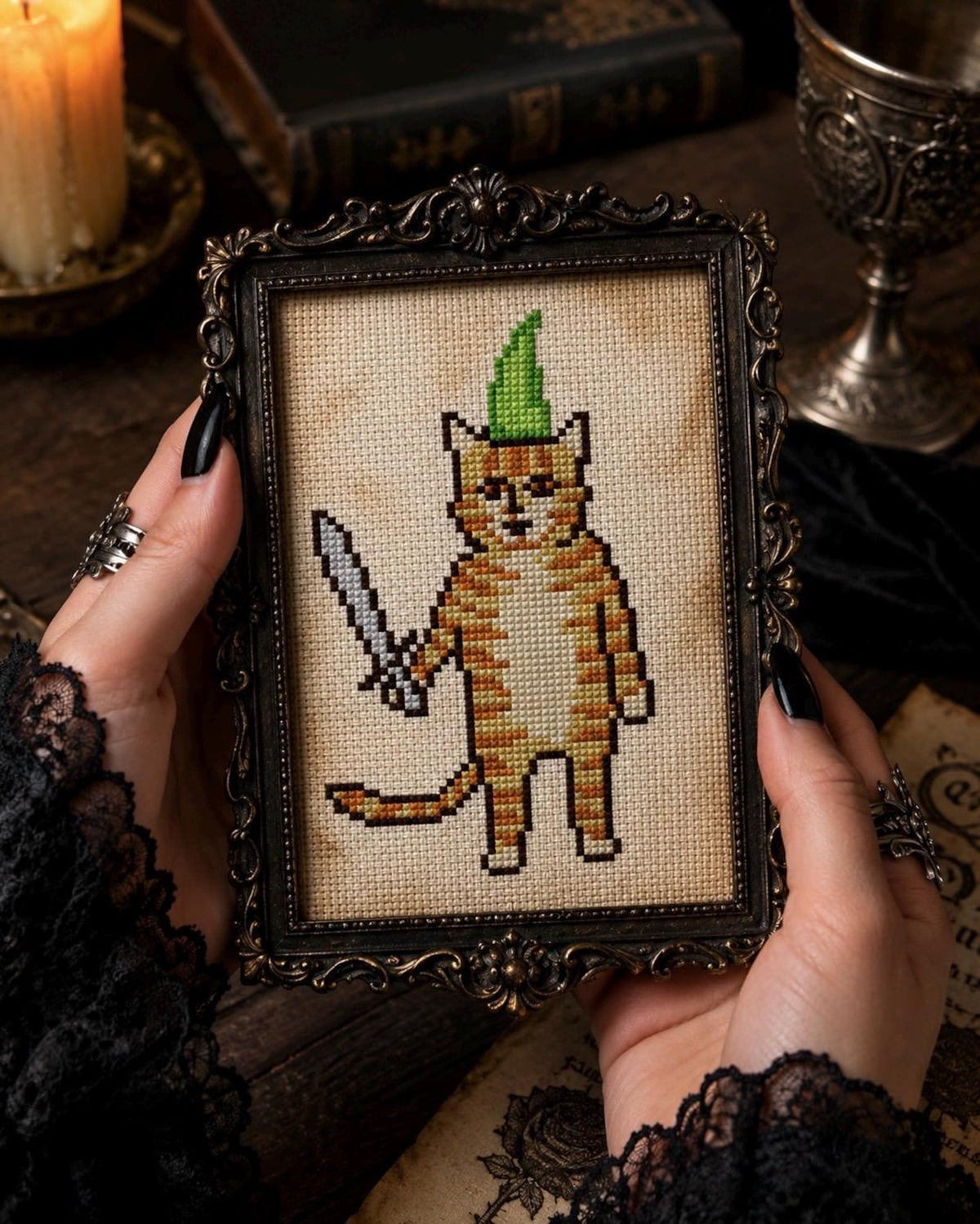 Medieval Cat Cross Stitch DIY Kit