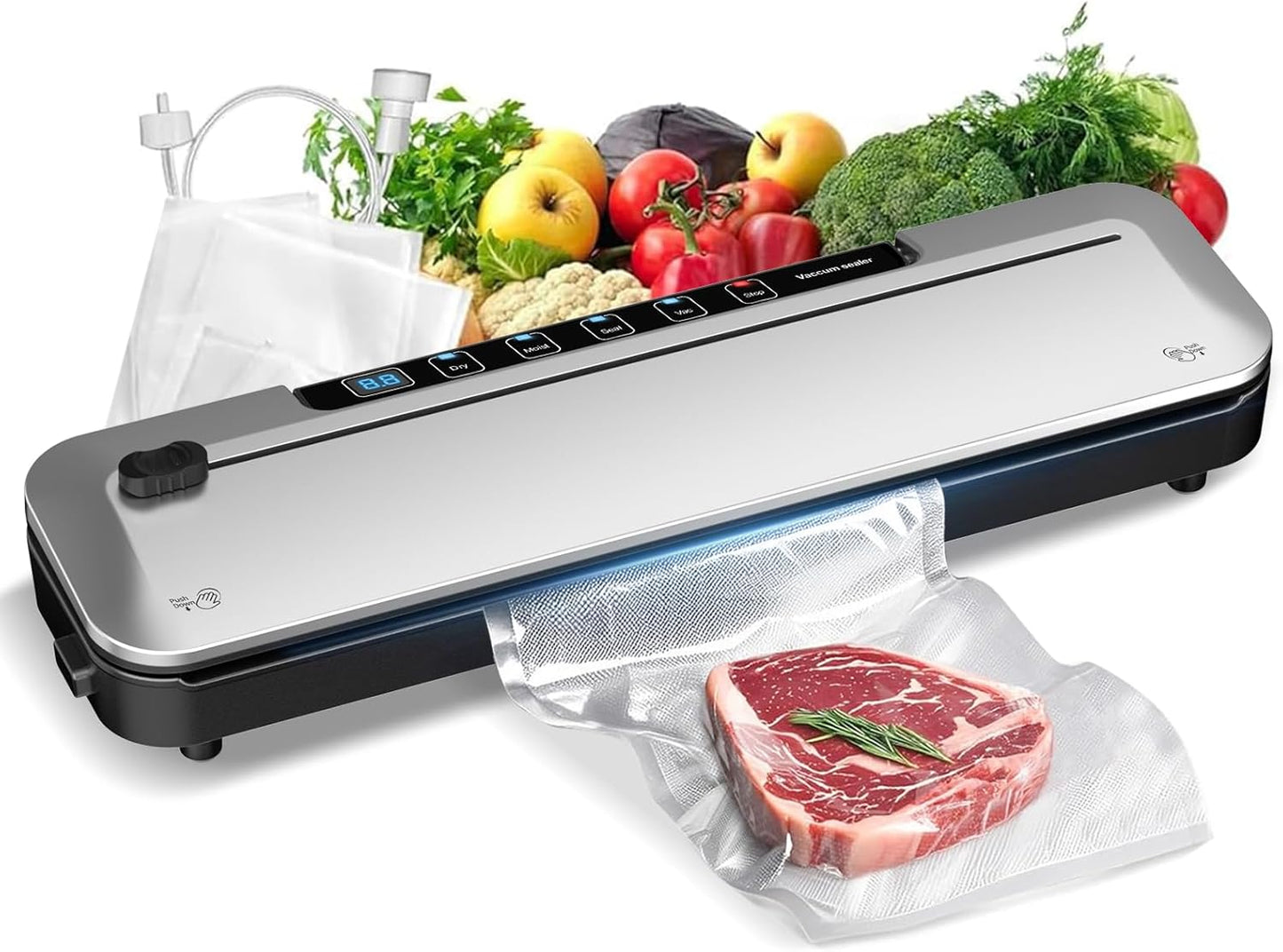 Food Vacuum Sealer Includes 10 Bags (Sliver)