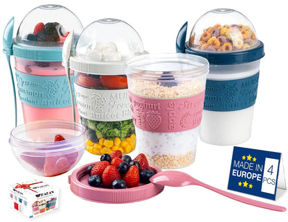 Yogurt Parfait Cups with Lids & Spoons