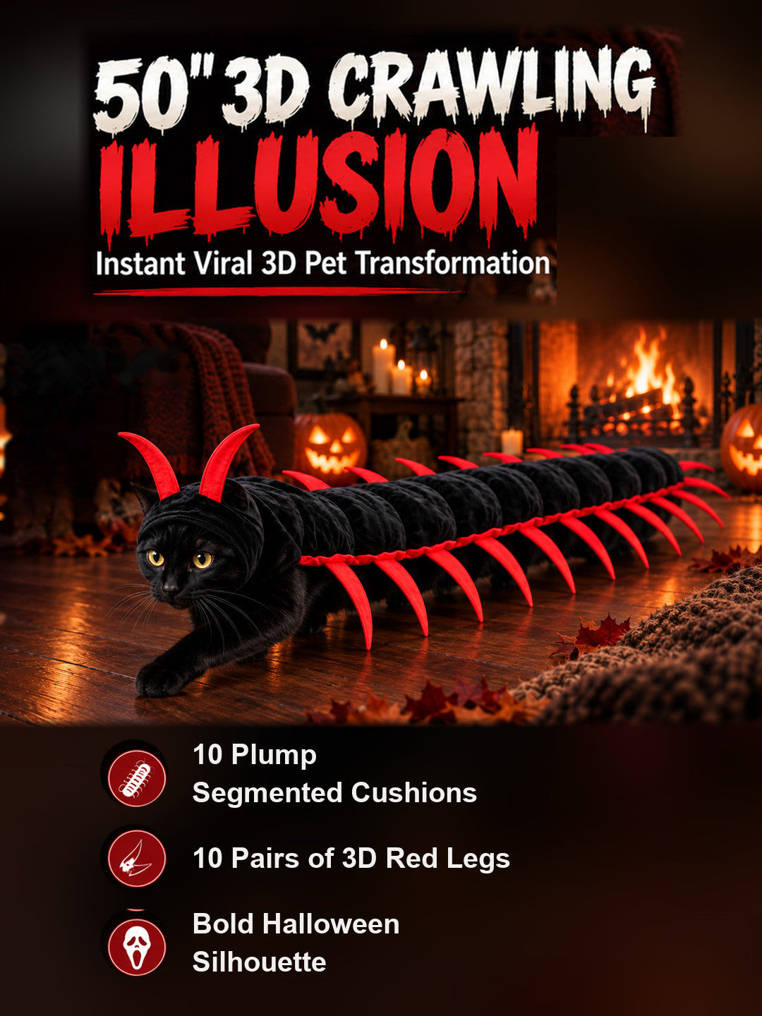 Centipede Plush Halloween Costumes for Cats