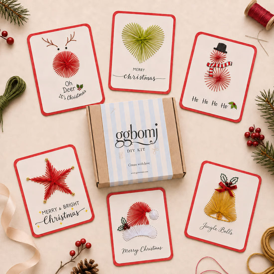 DIY Christmas Embroidery Cards – Create 6 Handmade Holiday Greetings 🎄🧵