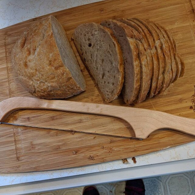 Wood Bow Bread Knife with Serrated Stainless Steel