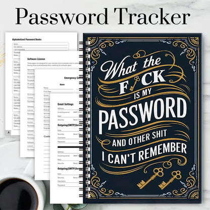 📅Funny Password Notebook - Spiral Bound with Lock Icons & Funny Security Phrases✍️