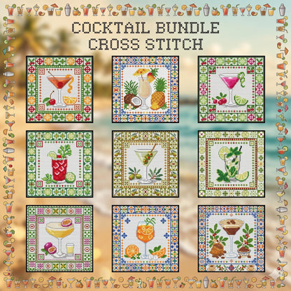 🍸Summer Cocktails Cross Stitch DIY Kit
