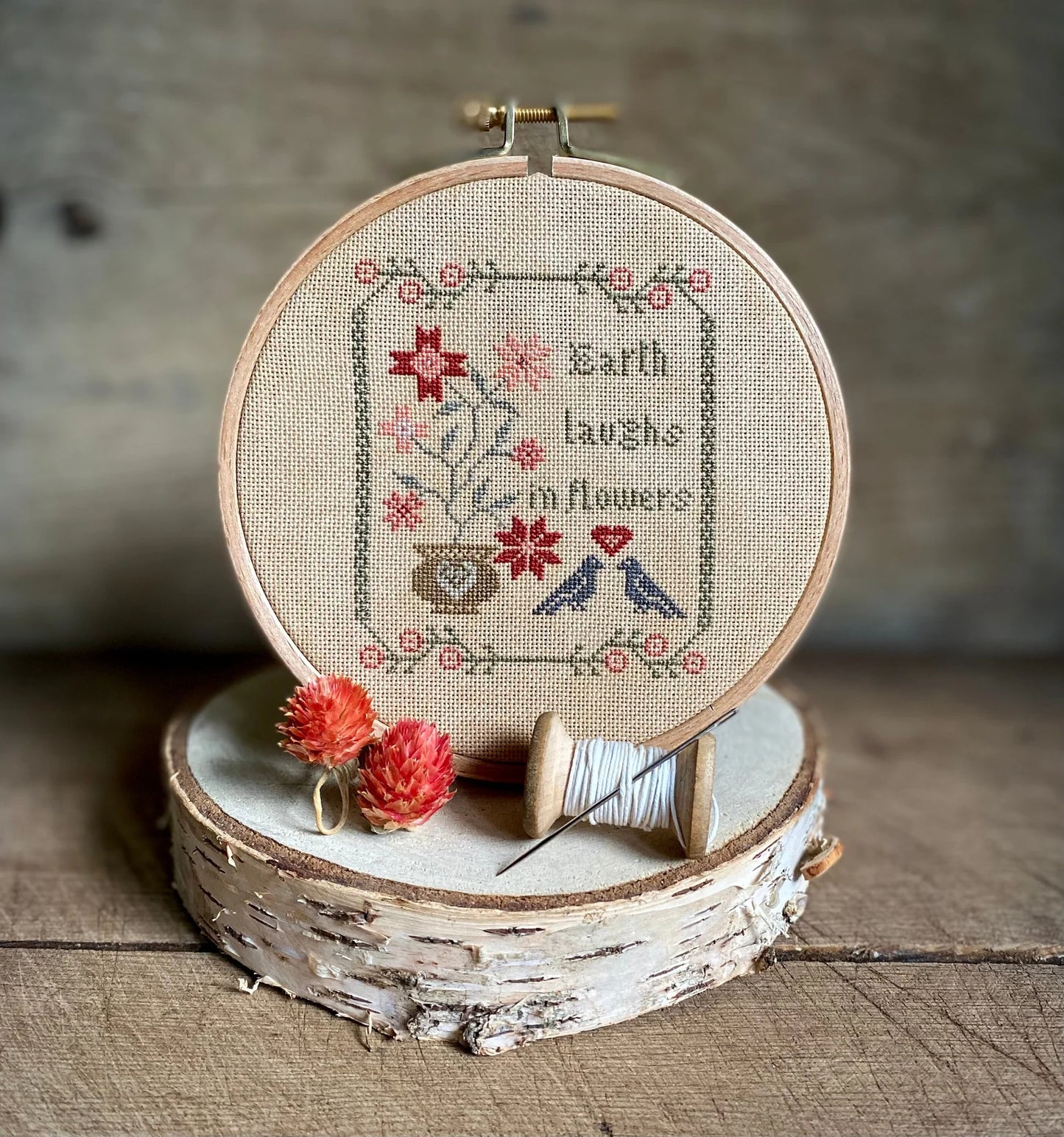 "Earth laughs in flowers" Sampler Cross Stitch DIY Kit🧵