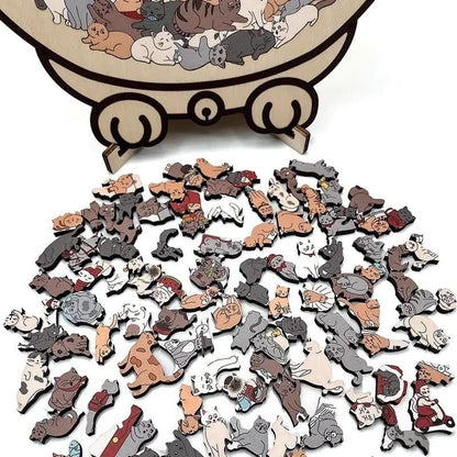 🎁Wooden Cat Puzzle with 135 Pieces