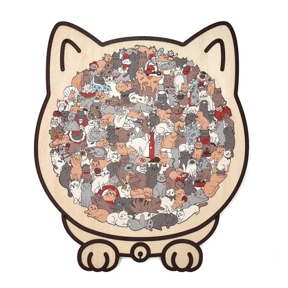 🎁Wooden Cat Puzzle with 135 Pieces