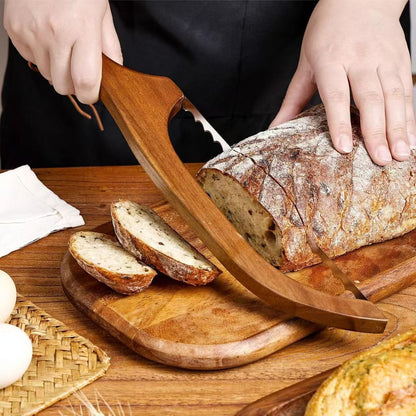 Wood Bow Bread Knife with Serrated Stainless Steel