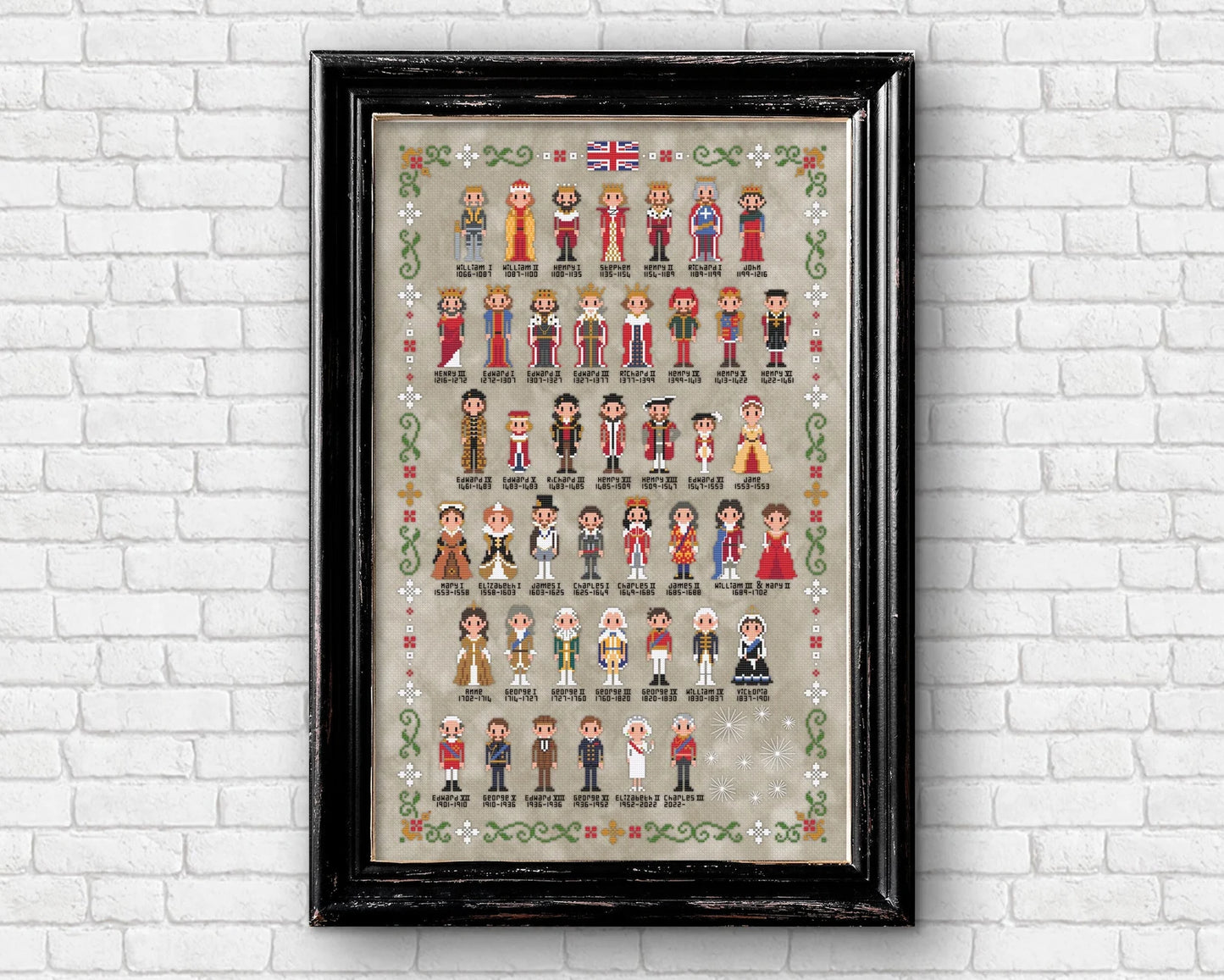 "Kings and Queens of England and United Kingdom" Cross Stitch DIY Kit