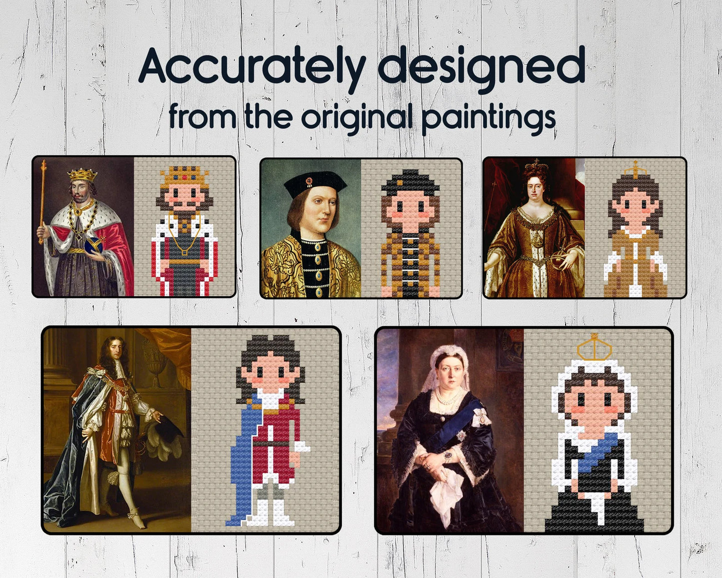 "Kings and Queens of England and United Kingdom" Cross Stitch DIY Kit