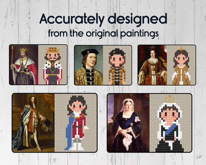 "Kings and Queens of England and United Kingdom" Cross Stitch DIY Kit
