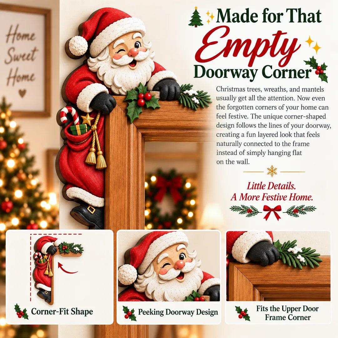🎅 3D Sculpted Christmas Door Frame Corner Decor