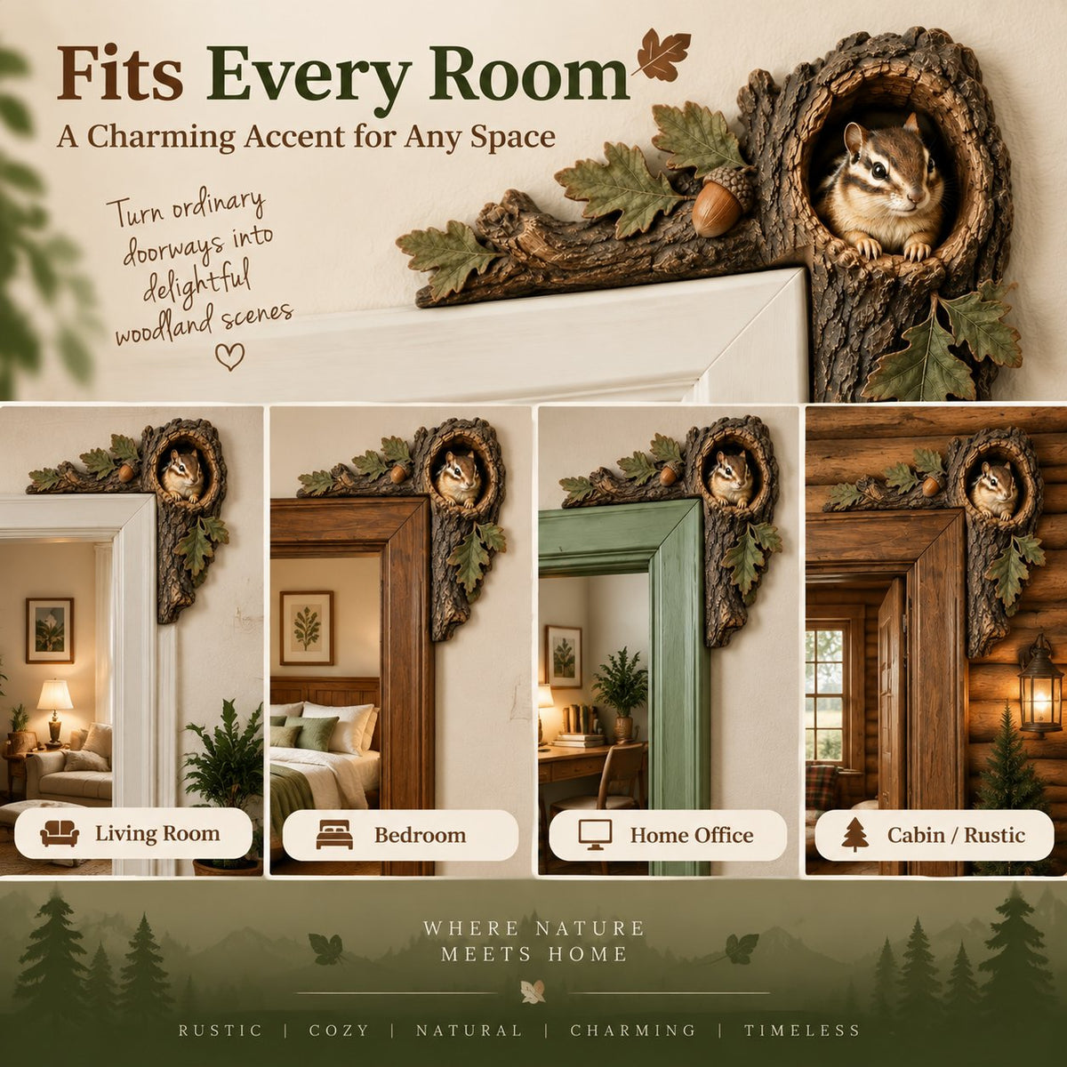 🐿️ Chipmunk Tree Hollow Door Topper