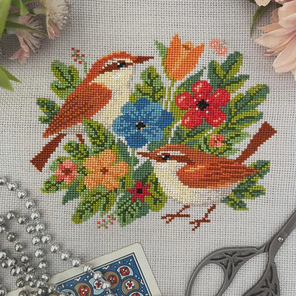 Birds and Blooms Cross Stitch Kit