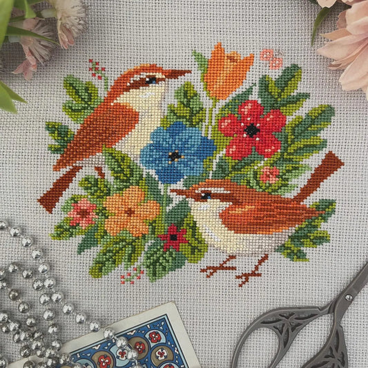 Birds and Blooms Cross Stitch Kit