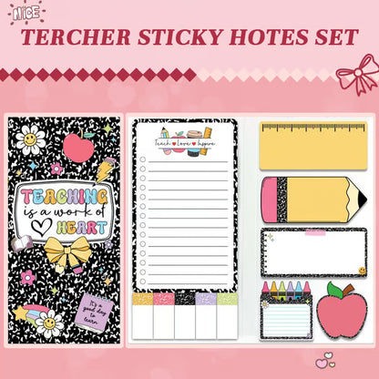 📝 "Teaching with Heart" Teacher's Sticky Notes – well-organized and inspiring, the perfect gift for teachers! ❤️🍎
