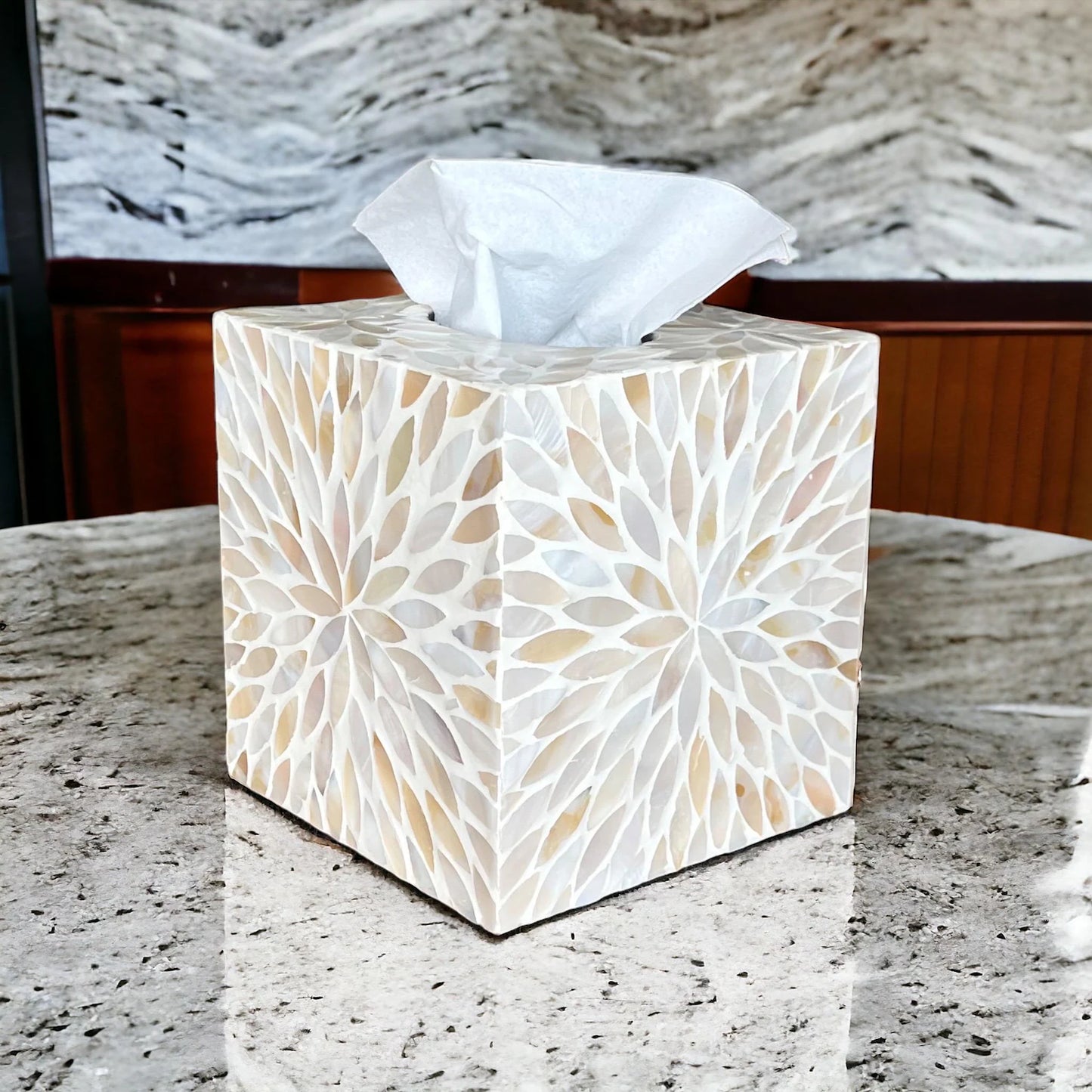 Mother of Pearl Inlay Tissue Box Cover