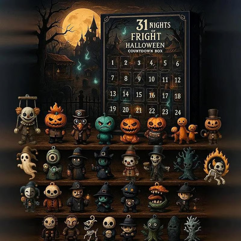 ✨2026 Halloween Countdown Advent Calendar Gift Box - 👻31 Nights of Fright Blindbags Surprise Set, Scary Doll Collectible Minifigures