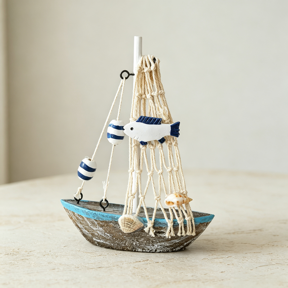 Nautical Mediterranean Wooden Sailboat Model