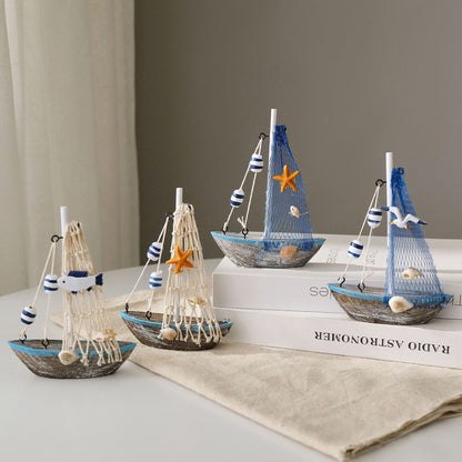 Nautical Mediterranean Wooden Sailboat Model