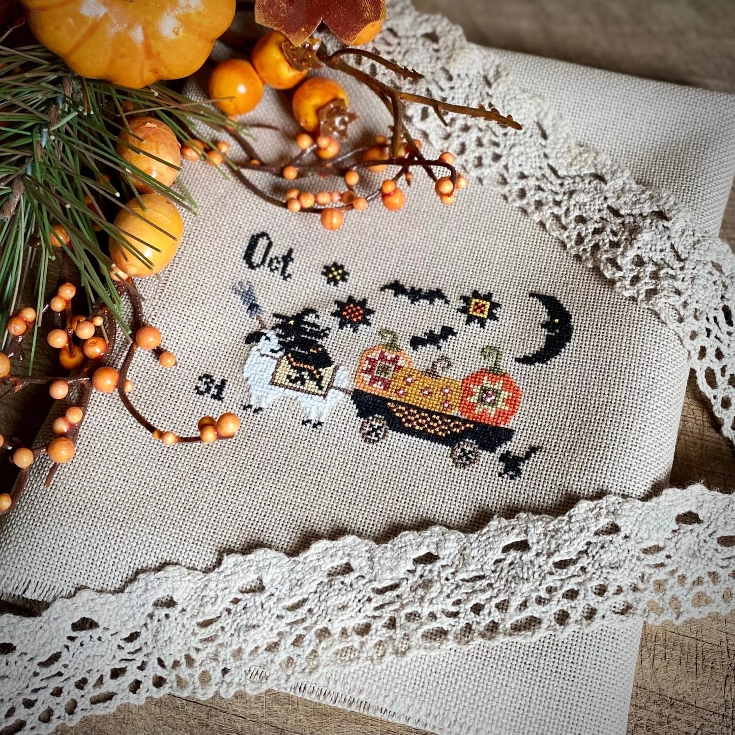 Halloween Wagon Cross Stitch DIY Kit