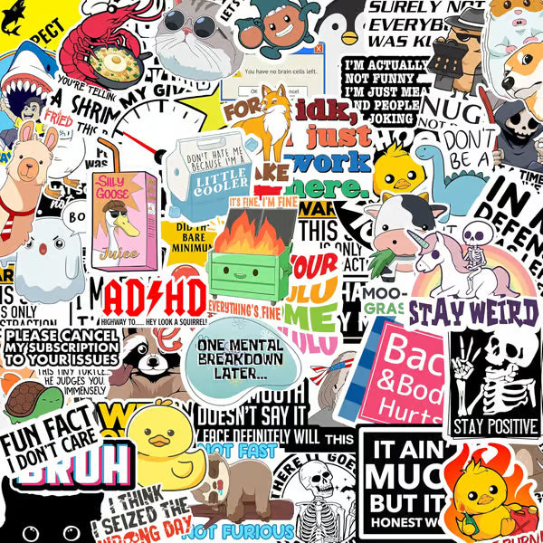 🔥 Set of 130 Pcs Funny Saying Stickers