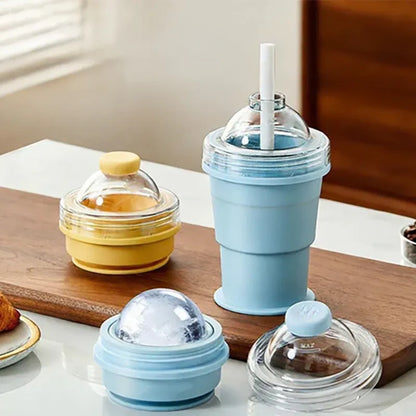 🧊Collapsible Ice Maker Cup with Lid & Straw